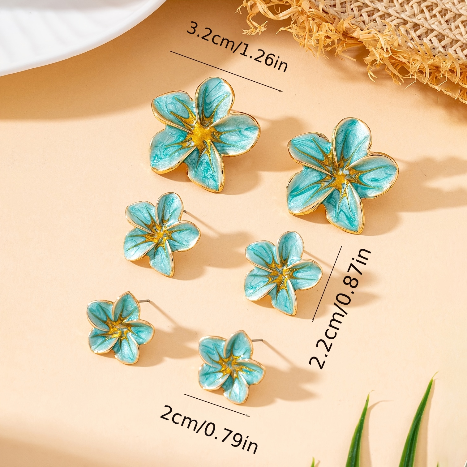 6pcs Elegant Frangipani Stud Earring Set for Summer